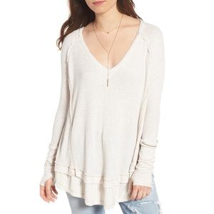Free People Laguna Waffle Knit Oatmeal Thermal Top